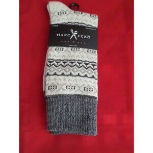 1 Pair Large Marc Ecko Cut & Sew Cotton Crew Socks 6-12 White Grey